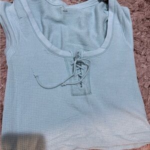 Urban Outfitters Blue Lace-Up Women's Top